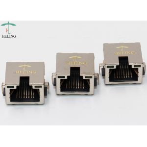 8P8C Brass Shielded PCB RJ45 Jack , Brass Shielded PCB Mount RJ45 Connector