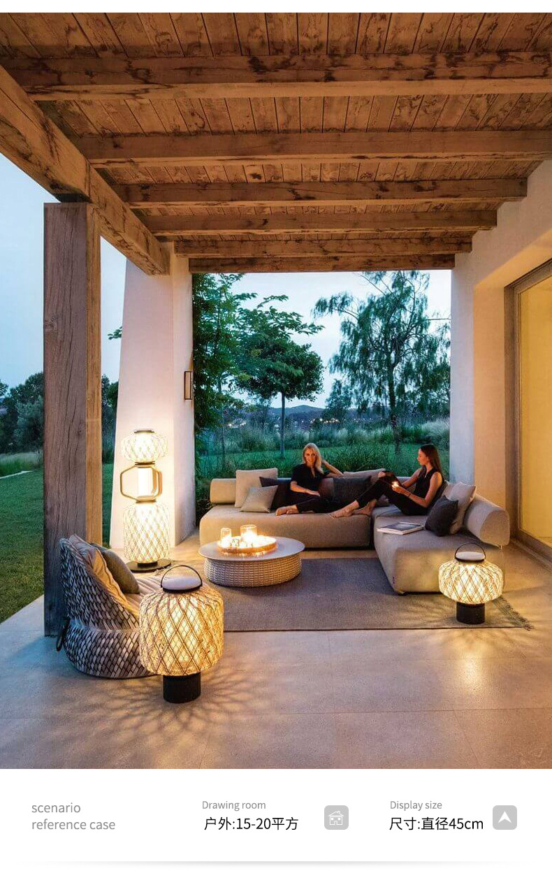 Decorative Rattan Standing Lamp 3500K CCT For Hotel Residential