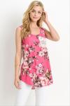 Digital Printing Womens Singlet Tops , Lace Pocket Floral Tank Top Womens