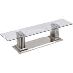 Modern 201 Stainless Steel TV Stand No Folded With 15mm Tempered Glass Top