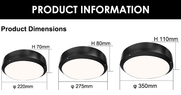 275mm IP65 Modern Round LED Ceiling Light Fixtures 100LM/W