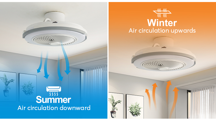 20 Inch 220V High Airflow Flush Mounted LED Ceiling Fan with Light Bedroom
