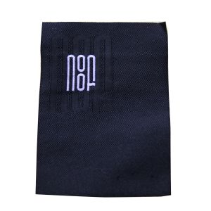 Taffeta / Damask Canvas Clothing Woven Labels / Patches With Paper Backing
