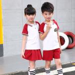 Polyester Kids School Uniforms Sets Turn - Down Collar Color Combination