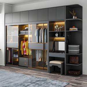 China Bedroom Furniture Cloth Wardrobe MDF Sliding Door Storage Wardrobe Closet factory