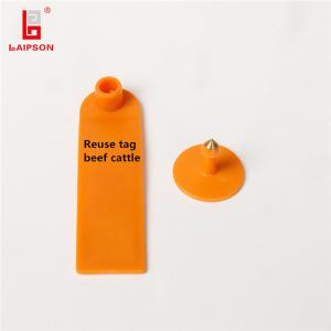 China Reuse Personalized UHF Cattle Tags Orange RFID 98*28mm ISO 18000-6C factory