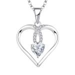 YASVITTI High Quality Sparkling Heart 5A Zirconia Necklace Rhodium Plated 925