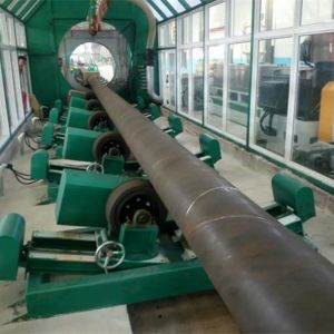 China Blasting Deruster For Steel Pipe And Coated Pipe And Internal Fbe Coating Line factory
