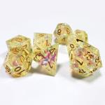 Yellow Crystal Color Band Resin Boarding Dice Set dnd dice