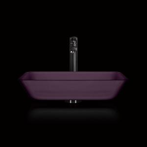 China Rectangular Vessel Bathroom Sink Acid Matt Purple Glass Countertop factory