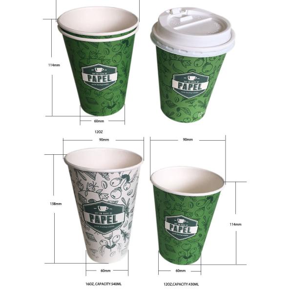 Custom Logo Disposable PE PLA Platic free Sinlge Wall Paper Cup with lids