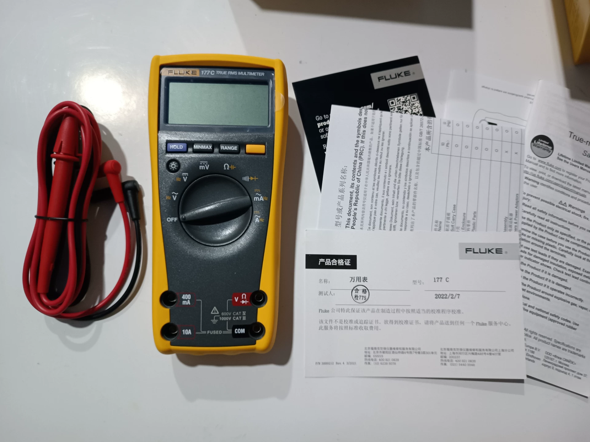 Fluke 177/177C True-RMS Digital Multimeter 1000V 10A 6000 Count Backlight CAT IV 600V CAT III 1000V