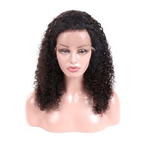 China 16 Inch Mongolian Virgin Hair Lace Wigs Kinky Curly With Transparent Lace factory