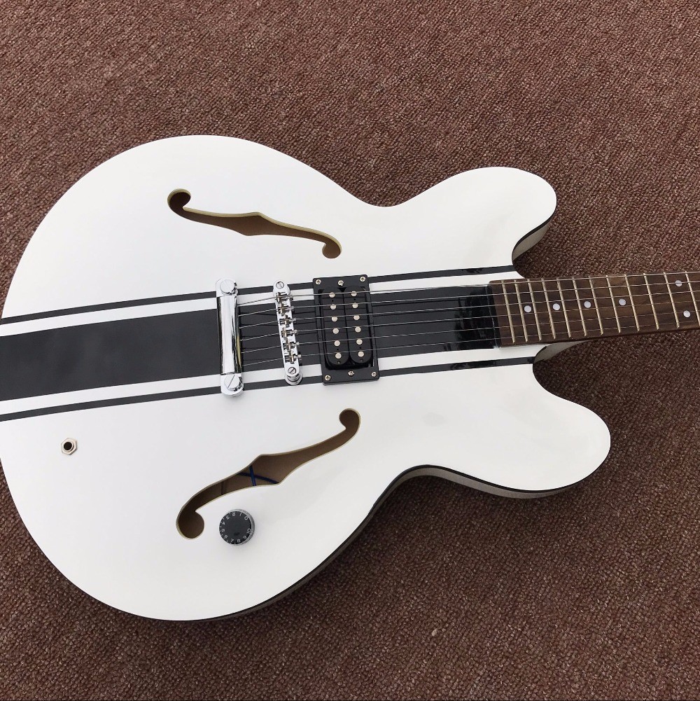 Hollow body JAZZ electric guitar with white top