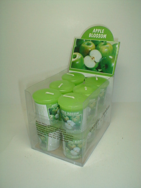 12pk 100% paraffin wax mushroom scented candle with printed card and PDQ box