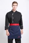 Twill 2/1 Polyester 65% Cotton 35% Winkle-free Black Half Apron Chef Wear