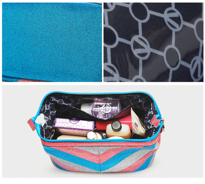 New Arrival Multi-Functional Portable Glitter PU Beauty Zipper Makeup Bag