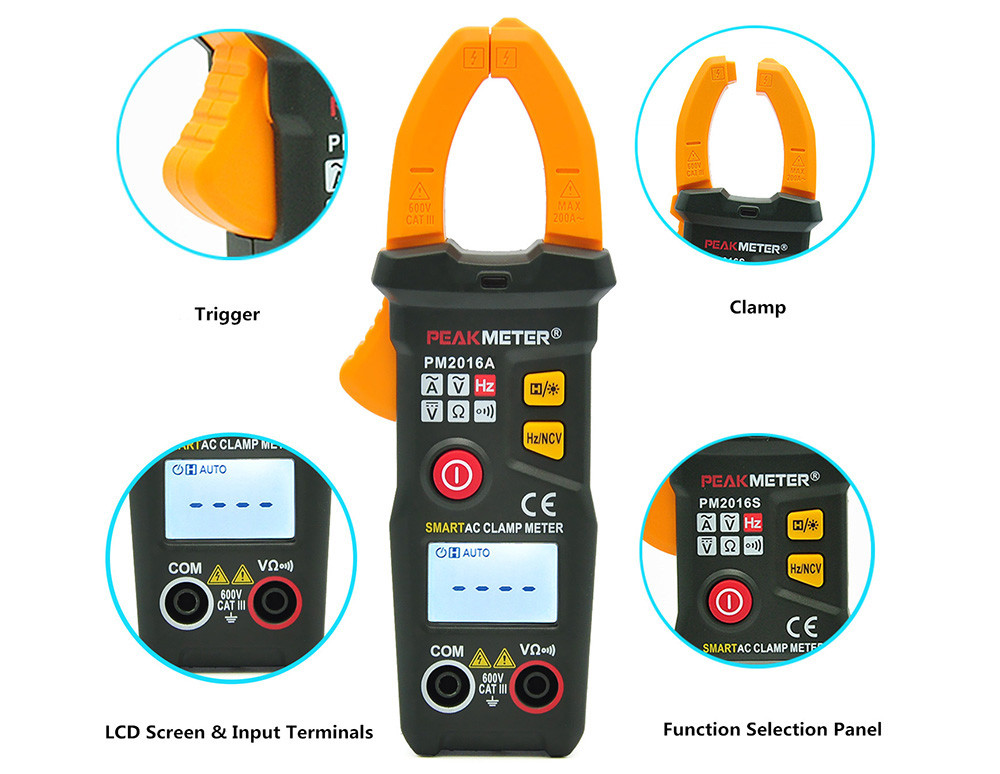 6000 Counts Hand - Held Mini Digital Clamp Multimeter With Auto Range And Data Hold