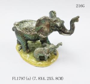 China Enamel Elephant Trinket Jewelry Decorative Box elephant shaped jewelry box for promotional gift factory