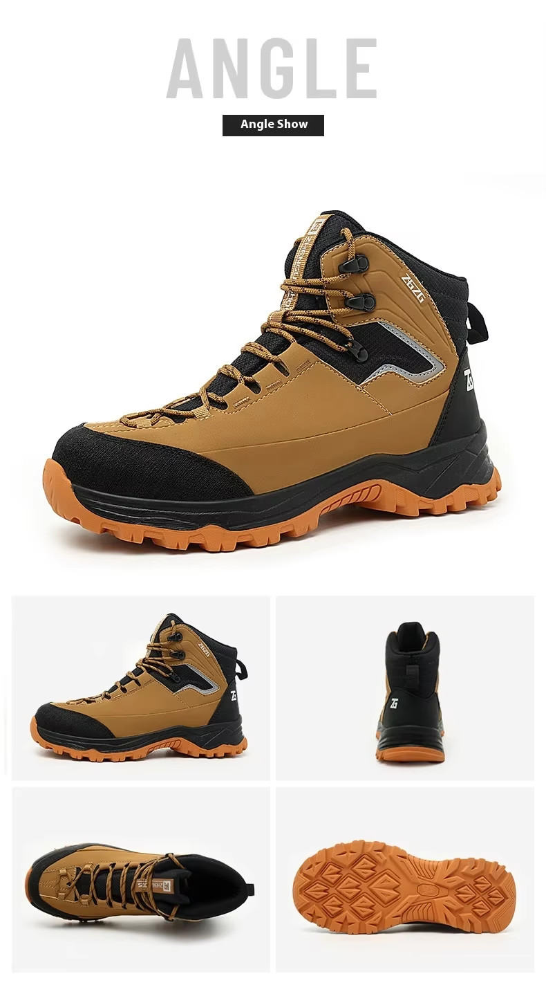 Brown / Green / Black OEM Security Work Boots Microfiber Leather Steel Toe Kevlar Midsole Work Shoes Rubber Sole
