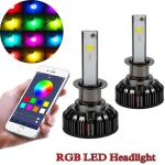 6000LM Car LED Headlight Bulb , Shockproof Color Changing Led Headlights