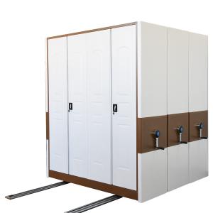 China Embossing Door Compact Mobile Shelving Anti Down Safety With Brake Devices factory