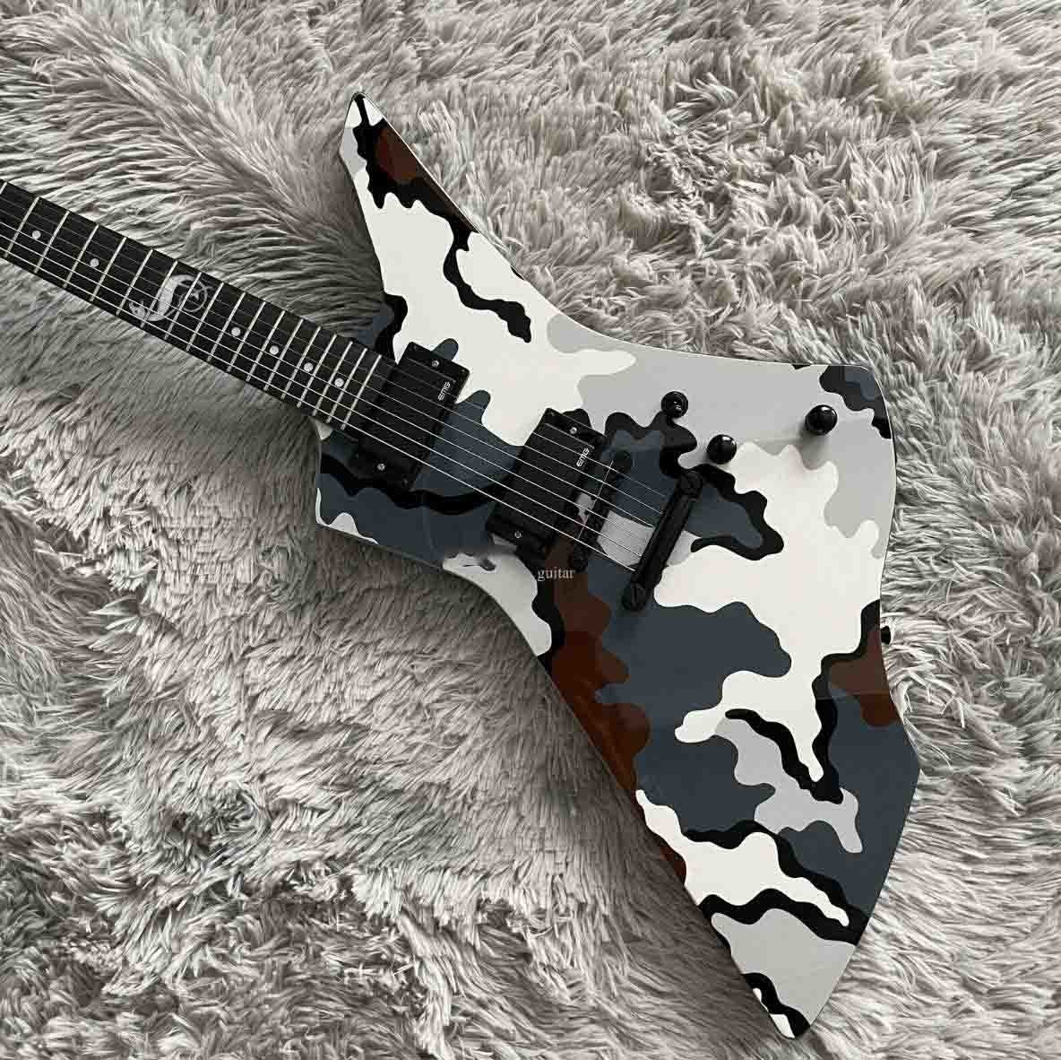 Custom Snake Byte James Hetfield Signature Camo Electric Guitar with 9V Active Pickup, EMG Pickups, Black Hardware