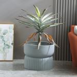 Smooth Surface Fiber Clay Planters In Outdoor Space