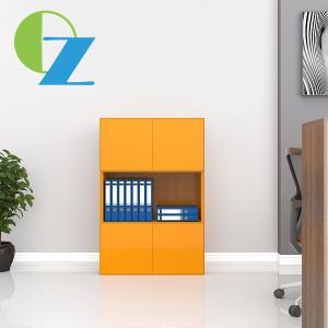 China Slim Edge Steel Office Cupboard White Satin 3 Tier Cabinet 1 Open Shelf 2 Door factory