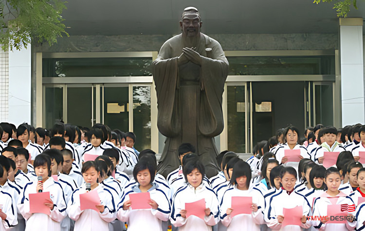 Technique Casting Confucius Bronze Sculpture for Campus Sculpture Hall's Customization