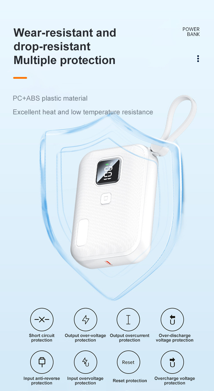 10000mAh Lightweight Mini Power Bank Wireless Charging Type C for On the Go Convenience