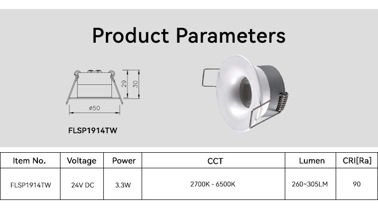 IP44 Recessed LED Downlight 305lm COB Spotlight 24VDC Smart Control