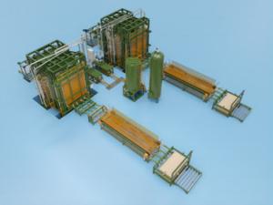 China One Nitrogen Tank Drives Two Sets Of 30 Layers Hot Press Productin Lines factory