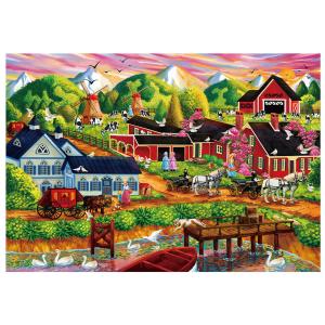 China 1000-Piece Jigsaw Puzzle Set Beautiful Rural Town Oil Painting Ideal Gift for Adults factory