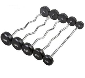 China Fixed Rubber Coated Barbell Long Bar Barbell Curved Bar Barbell Integrated Straight Bar factory