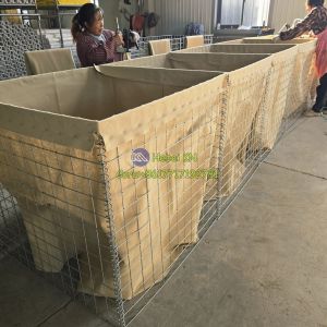 China Flood Control Defensive Barrier use Galvanized Welded Gabion Box Lined Geotextile Cloth on sale