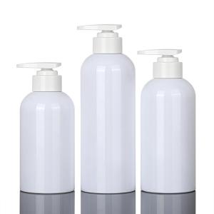 China 350ml Plastic Recycling Skincare Container Wholesale 500ml Unique Shape Shampoo Bottle With Pump factory