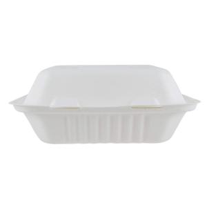 China Logo Customized Sugarcane Clamshell Food Container Take Away 3 Compartment factory