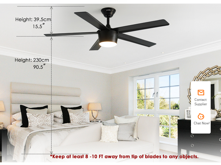 1stshine Decorative Ceiling Fan with Light 6 Speed Remote Control and 10-Year Motor