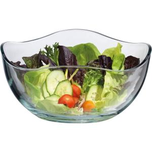China Transparent Durable Wave Rim Glass Charger Plates , Fruit Salad Glass Bowl factory