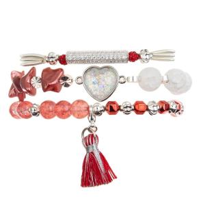 China Girls Love Heart Charm Bracelet With Mystic Glowing Red Crystal factory