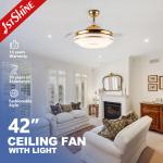 Hidden Blades 42inch 60W LED Ceiling Fan for Lower Noise and Elegant Home