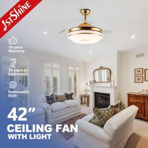 China Hidden Blades 42inch 60W LED Ceiling Fan for Lower Noise and Elegant Home Decoration factory