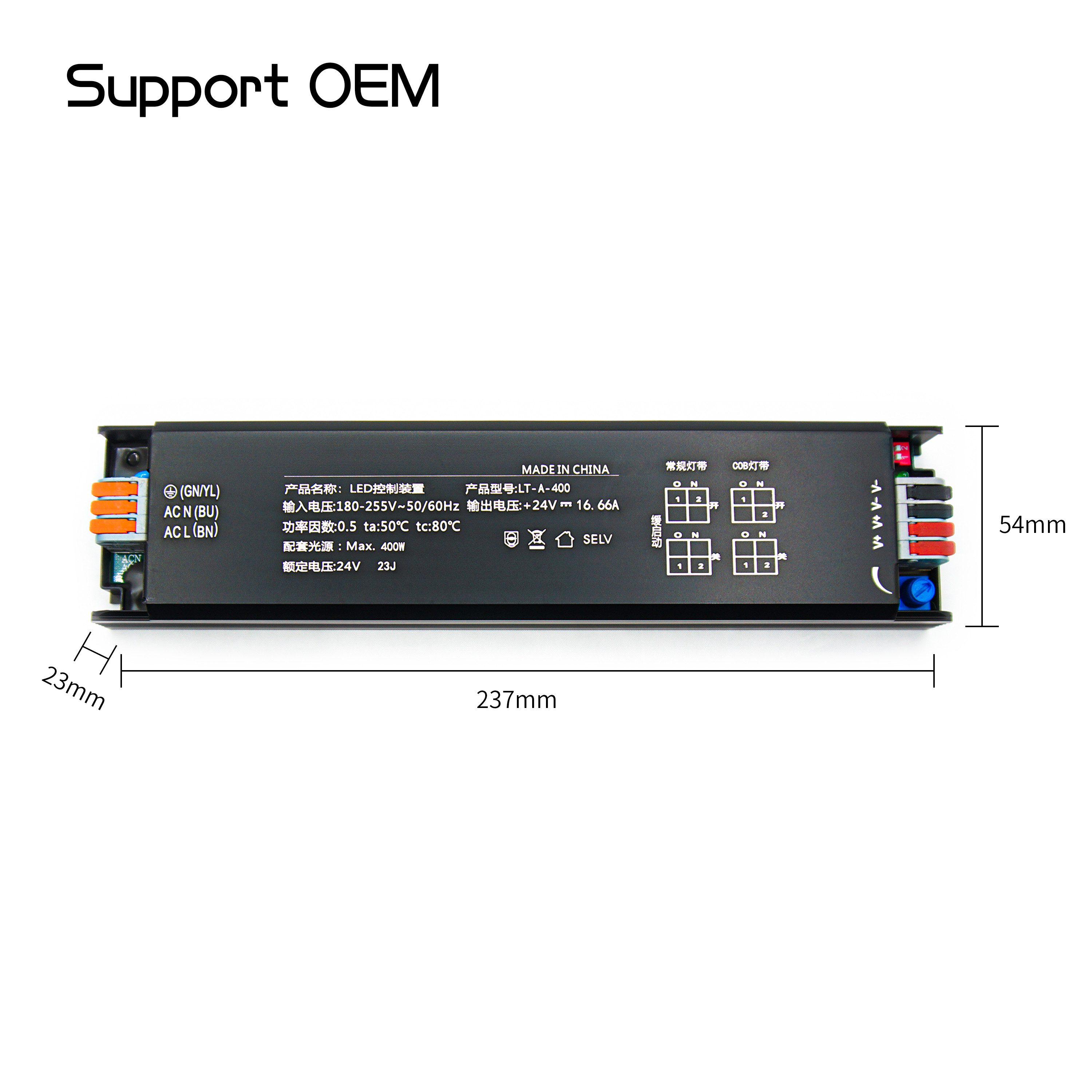 400W Professional Slow Start LED Transformer with IP20 Protection 24V Output