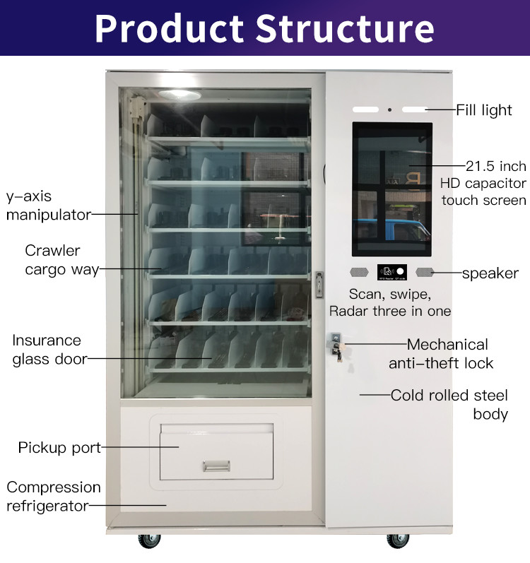 Indoor Free Standing Smart Advertising LCD Display Vending Machine With Custom Touch Screen UI, Remotely Managed Digital