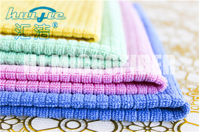 MIcrofiber Weft Knitted Hand Towel home use kitchen stripe cleaning towel super soft