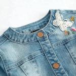 Long Sleeve Kids Denim Clothes / Girls Denim Jackets With Lace Patch Decoration