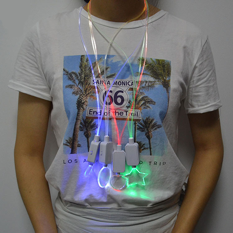 LED voice controlled light necklace 50cm TPU+ABS logo customized