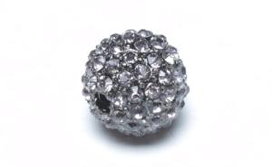 China Gray Crystal Pave Gun Black Plated Alloy Beads8 / 10 / 12mm Pave Crystal Ball Beads AL1253 factory