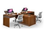 Wooden Legs Office Workstation Table , Mobile Cabinet Workstation Panel Wood